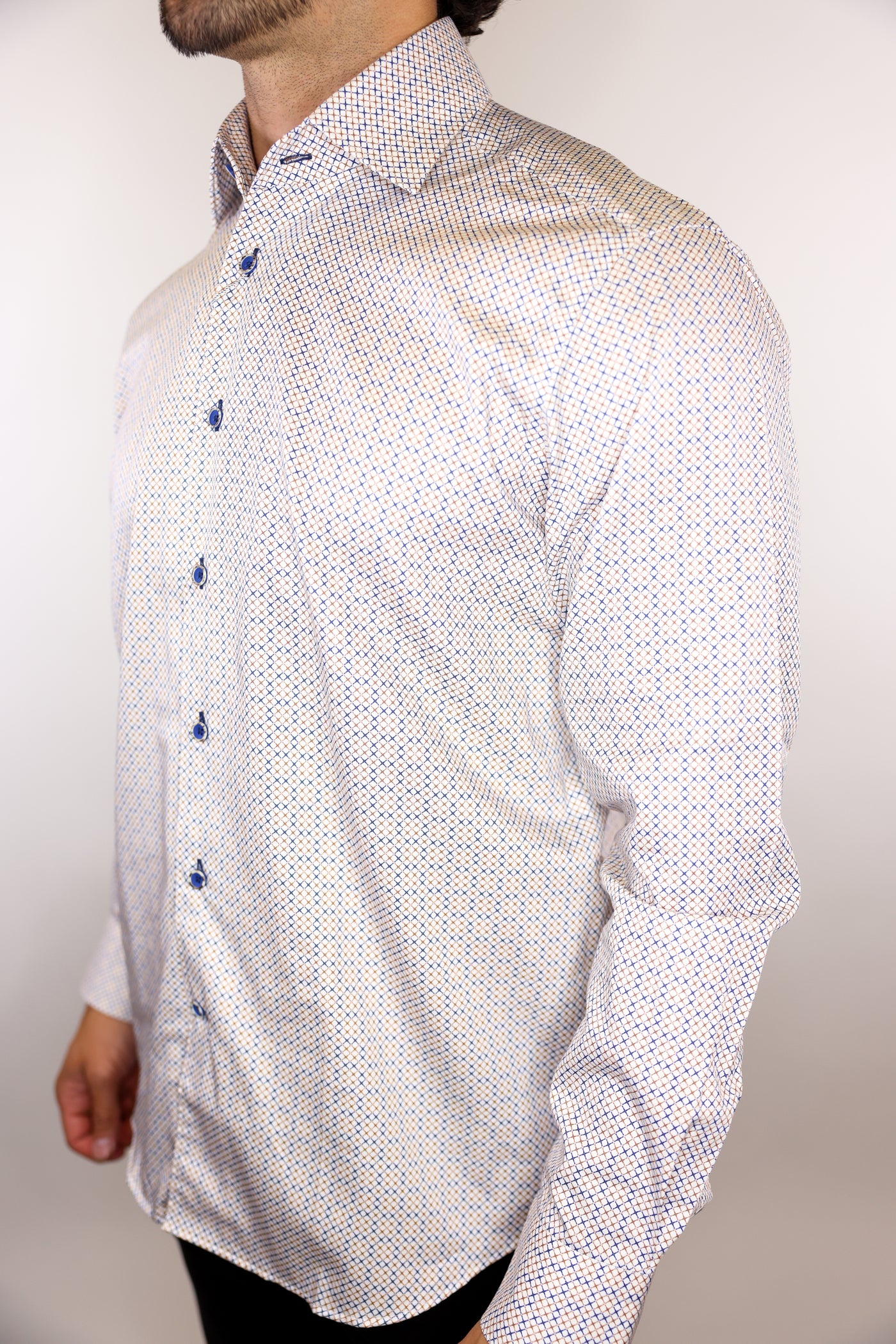 roll collar dress shirt Garnet Roll Up Collar Shirt Big & Tall 2421009 Blue / 3XB
