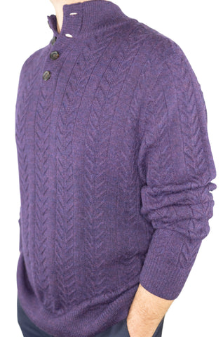 Peru Cable Knit Mock Neck Sweater