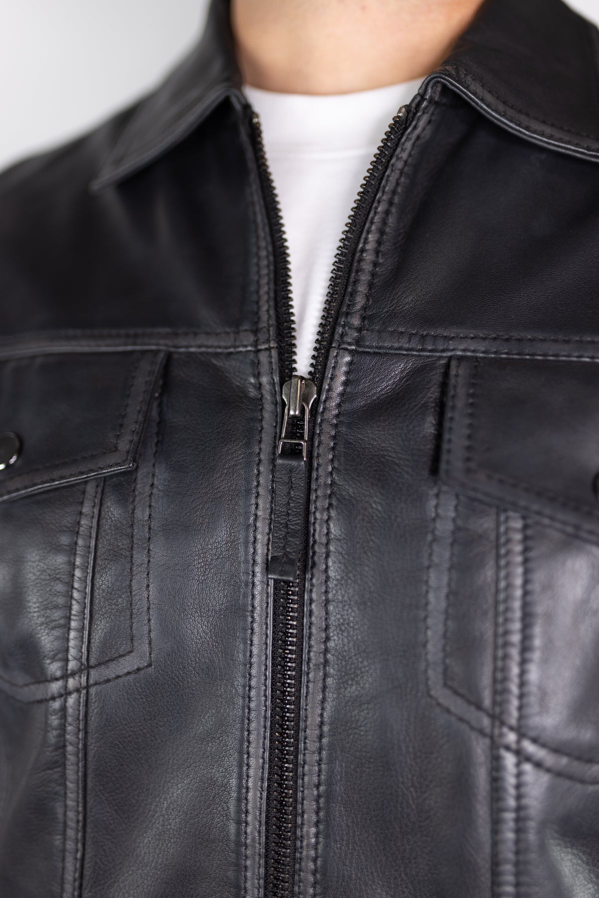 Scully Vintage Zip Front Leather Jacket