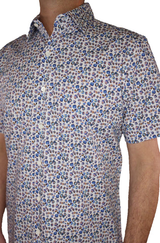 Bugatchi Comfort Stretch Abstract Print Short Sleeve Shirt