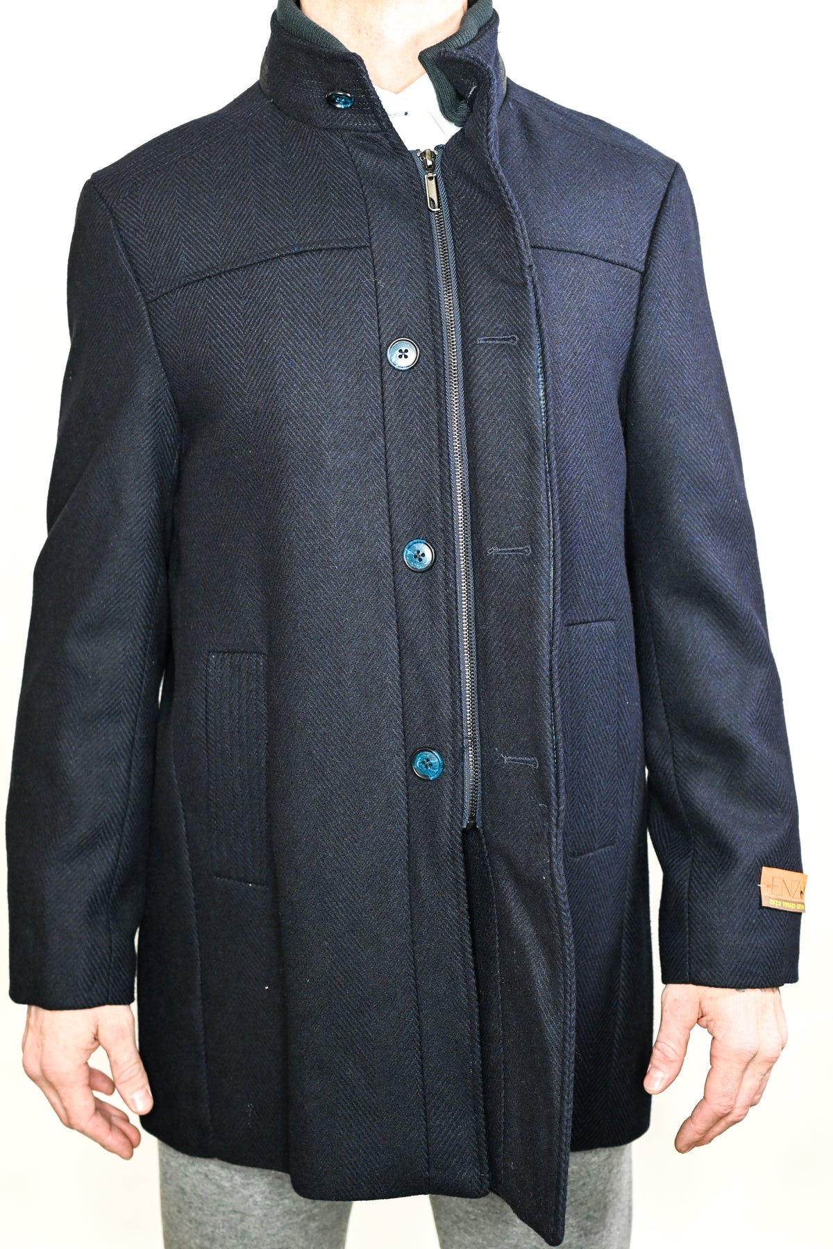 Enzo Ace Full Zip Wool Overcoat