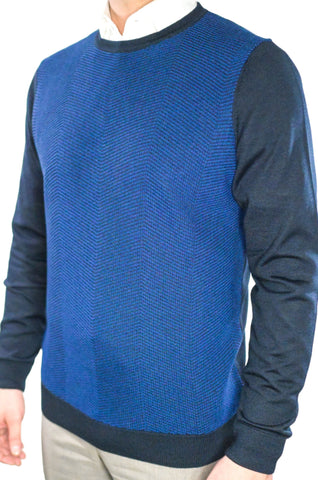 Garnet Contrast Sleeve Crew Neck Sweater